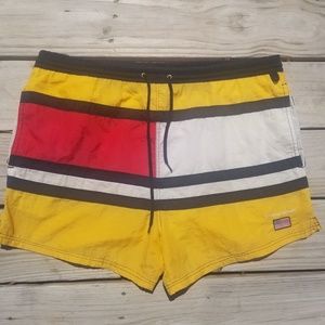 Vintage 90s Swimsuit surf board trunks shorts L